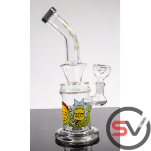 MULTI CHARACTER CURVED NECK GLASS WATER PIPE 9inch